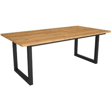 Skraut Home - Tavolo da pranzo, 10 posti, 200, Robusto e stabile grazie alla sua struttura e alle gambe solide, Ideale per le riunioni di famiglia, Rovere, Stile industriale