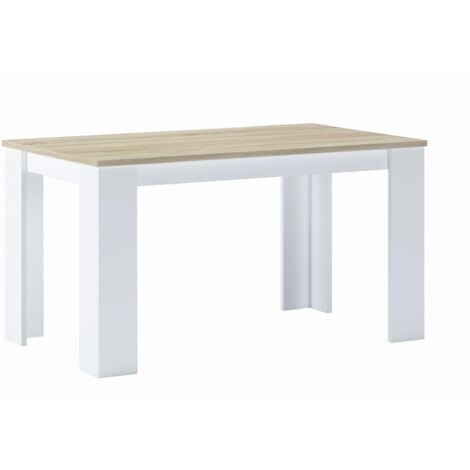 Skraut Home - Tavolo da pranzo e soggiorno, rettangolare, da 140 cm, Rovere chiaro e bianco, misure: 80 L x 138 Lunghezza 75 cm Altezza fino a 6 persone