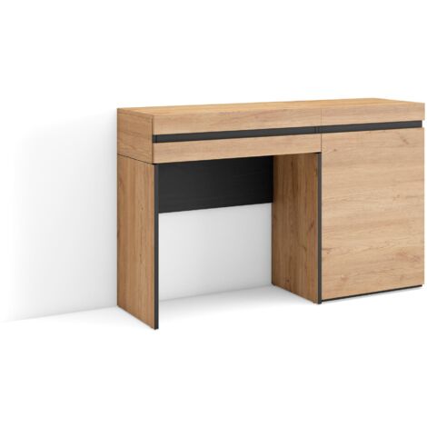 Skraut Home - Tocador, Dormitorio habitación, 121x75x35 cm, Con cajón, Con almacenamiento, Estilo Moderno, Roble