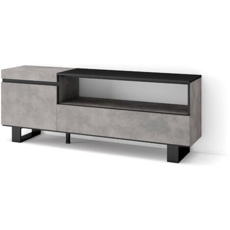 Skraut Home - TV-Schrank, Lowboard, für Wohnzimmer und Esszimmer, 150x57x35cm, Für TV-Geräte bis zu 65", Industriedesign, Moderner Stil, Zementgrau