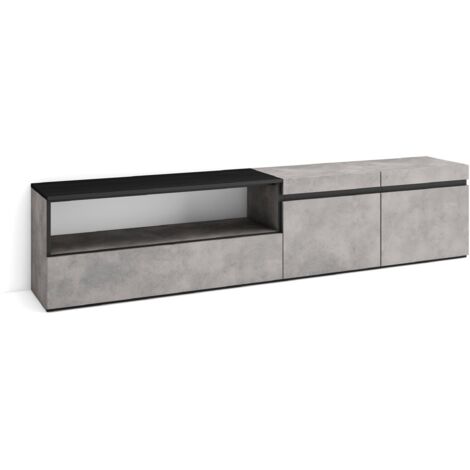 Skraut Home - TV-Schrank, Lowboard, für Wohnzimmer und Esszimmer, 200x45x35cm, Für TV-Geräte bis zu 80", Fernsehtisch, Moderner Stil, Zementgrau