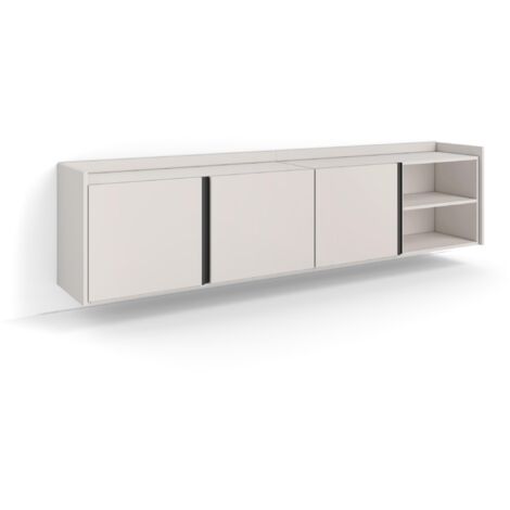 Skraut Home - TV-Schrank, Lowboard, für Wohnzimmer und Esszimmer, 207x35x50cm, Für TV-Geräte bis zu 80", Hängend, Moderner Stil, Beige