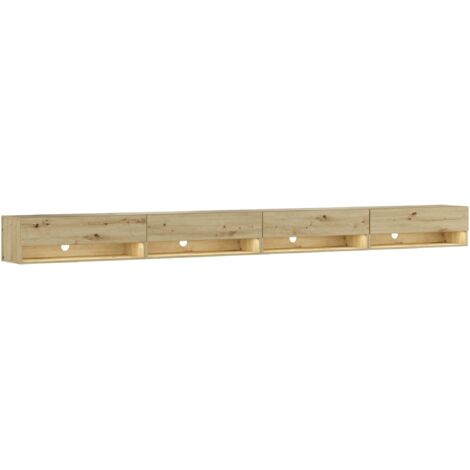Skraut Home -TV-Schrank, Lowboard, für Wohnzimmer und Esszimmer, 360, LED, Fernsehtisch, Moderner Stil, Eiche