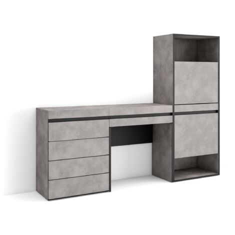 Skraut Home - Zapatero, Armario zapatos botas, 187x145x35 cm, Dormitorio, habitación, Cómoda, Cajonera, Tocador, Estilo Moderno, Gris Cemento