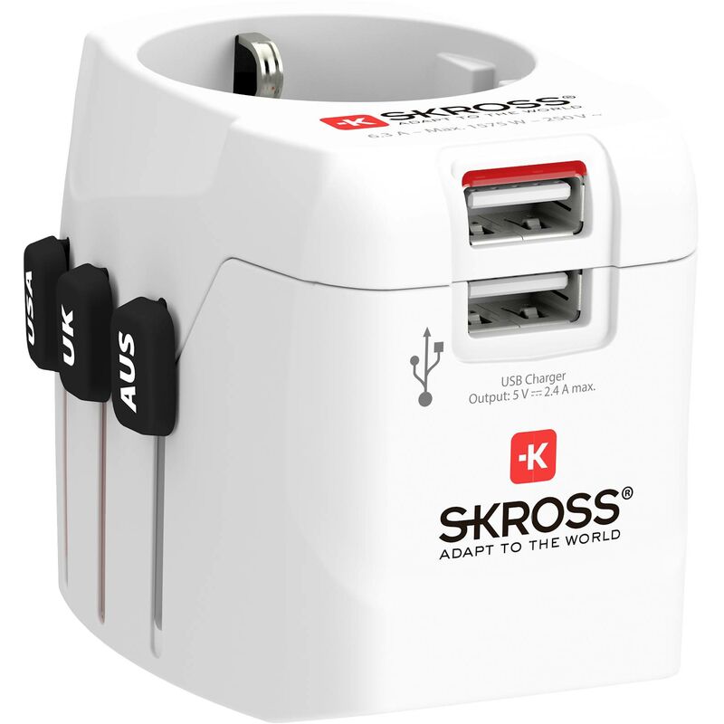 Skross - 1302470 Adaptateur de voyage Pro Light usb (2xA) -World