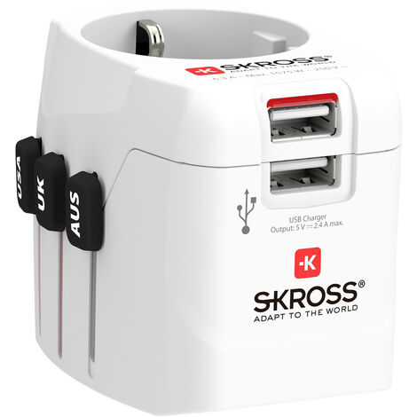 Skross 1302470 Reiseadapter Pro Light USB (2xA) -World