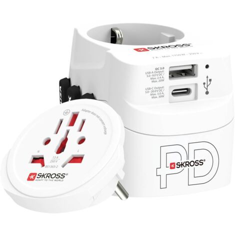 Skross 1.302473 Caricatore da viaggio PRO Light USB AC30PD World