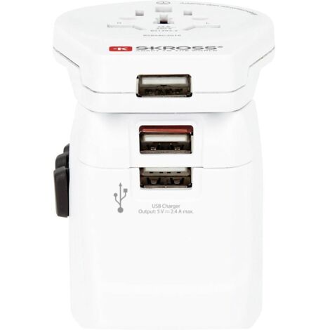 Skross 1302555 Adattatore da viaggio Pro Light 3xUSB World