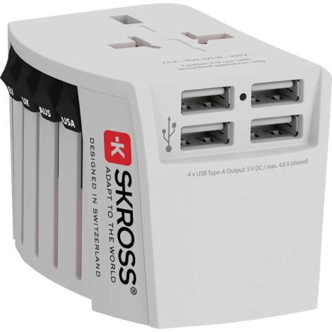 Skross 1302961 Adattatore da viaggio MUV USB (4xA)