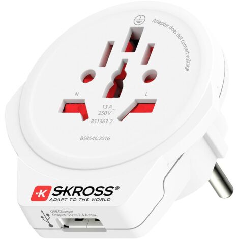 Skross 1500266 Adattatore da viaggio World to Europe USB 1.0