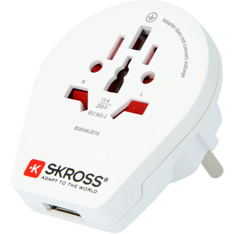 SKROSS ADAPTATEUR DE VOYAGE - MONDE VERS EUROPE +USB SKR1500260