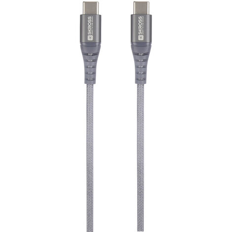 Skross USB-Kabel  USB 2.0 USB-C® Stecker, USB-C® Stecker 1.20 m Spacegrau Rund, Flexibel, Stoff-Umma