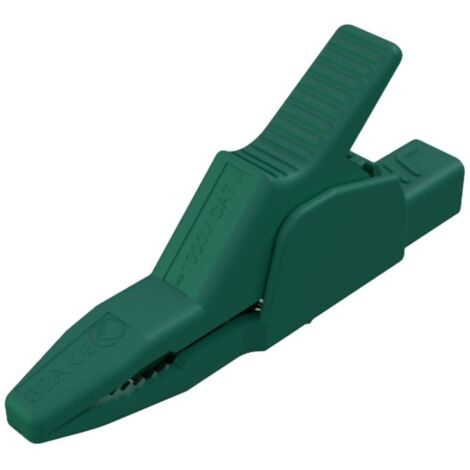 SKS Hirschmann AK 2 B 2540 I gn Pince crocodile de sécurité enfichable 4 mm CAT II 1000 V vert