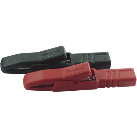 SKS Hirschmann AK 2 S Set Jeu de pinces crocodiles enfichable 4 mm CAT I noir, rouge