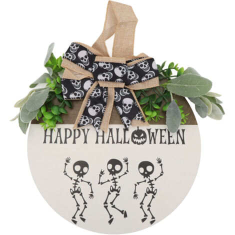 Skull Welcome Door Sign Decoration Funny Horror Spooky Front Door Hanger for Home Garden Bar Wall Three Skulls