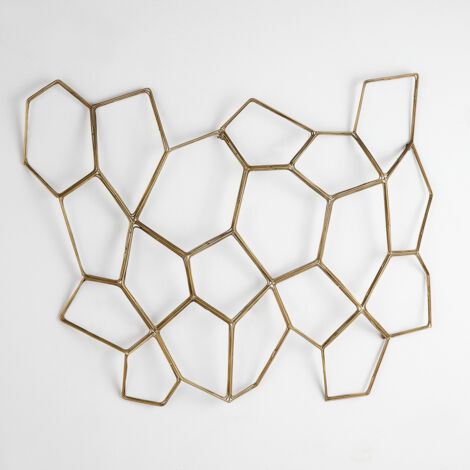 Skulptur 107X6X77 Goldenes Metall