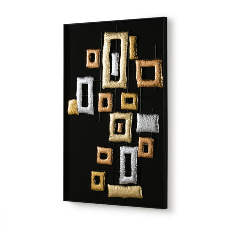 Skulptur 80x4x120 Schwarzes Holz / mehrfarbige Metall -Promotionen / vertikale Dekoration für alle Stile, um zu Hause eine Note zu verleihen