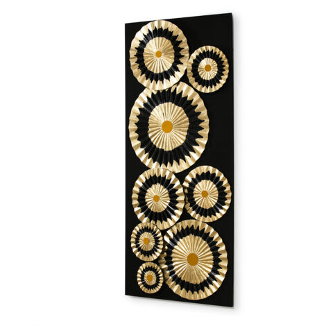 Skulptur 80x7x180 Schwarz/Goldenes Holz/schwarzes vertikales Holz/Fotos für alle Stile, um zu Hause eine Note zu verleihen
