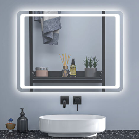 SKY 70x50cm Bathroom Anti-Fog Mirror with Touch Switch, Adjustable white Colour LED Light,Memory Function,Wall-mounted Vanity Mirror