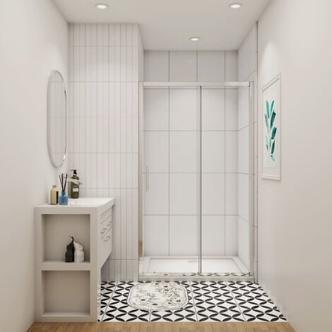 SKY 1000mm Bathroom Sliding Door Shower Enclosure 5mm Safety Tempered Glass Screen H1900mm
