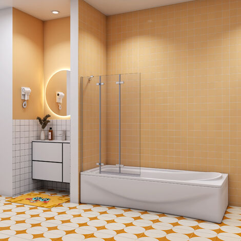 SKY Bathroom 1000x1400mm 3 Fold Folding Hinge Bathroom Shower Screen Door Panel 6mm safety tempered Glass