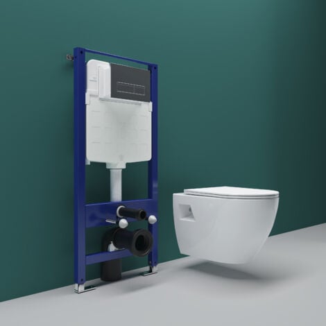 SKY Bathroom 1.14M Concealed Cistern Frame Match Wall Hung Toilet Set