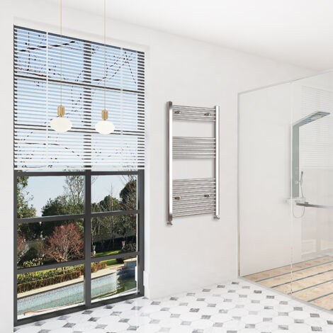 SKY Bathroom 1200x400mm(HxW)Chrome Straight Central Heating Towel Rail HeatingTowel Radiator