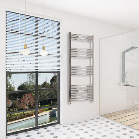SKY Bathroom 1600x500mm(HxW)Chrome Curved Center Heated Towel Track Heated Towel Radiator