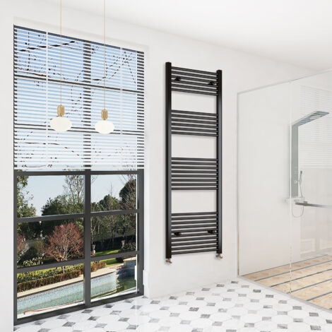 SKY Bathroom 1800x450mm(HxW)Matte Black Straight Central Heating Towel Rail Heating Towel Radiator