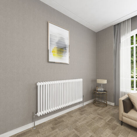 SKY Bathroom 2 Column White 600x1190mm Traditional Cast Iron Style Radiator