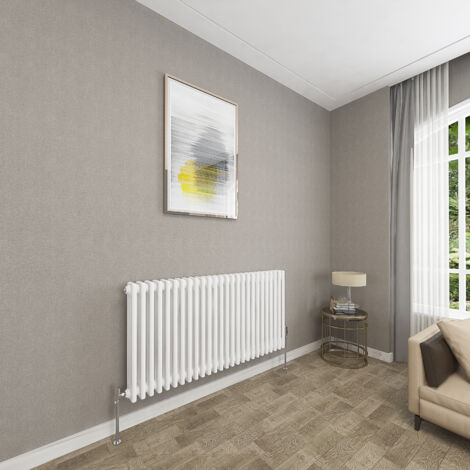 SKY Bathroom 3 Column White 600x1190mm Traditional Cast Iron Style Radiator