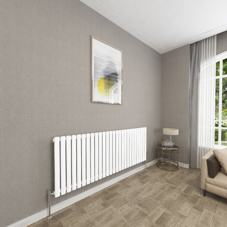 SKY Bathroom 600x1593mm White Single Oval Column Radiator Horizontal Central Heating Rad