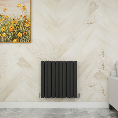 SKY Bathroom 600x590mm Anthracite Double Horizontal Oval Column Designer Central Heating Radiator