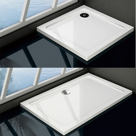 SKY Bathroom 900x800mm Slimline Rectangle Shower Enclosure Stone Tray Free Waste