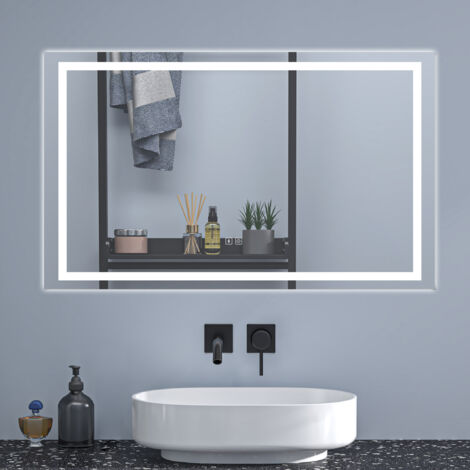 SKY Bathroom Anti-Fog LED Mirror with Shaver Socket & Bluetooth, Adjustable 3-Colour LED Light, Memory Function,70x50cm
