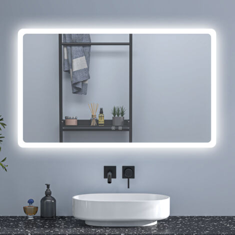 SKY Bathroom Anti-Fog LED Mirror with Shaver Socket & Bluetooth, Adjustable 3-Colour LED Light,Touch Switch,100x60cm