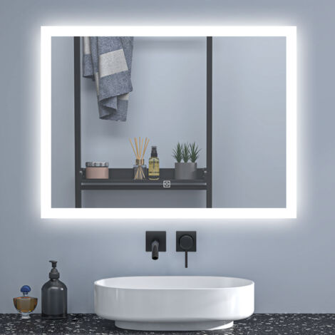 SKY Bathroom Anti-Fog LED Vanity Mirror with Dimmable 3 Lighting Modes,Touch Switch,Wall-Mounted IP44 Mirror with Memory Function-8060cm