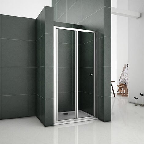 SKY Bathroom Bathroom Walk in Frame Bi Fold Shower Enclosure Shower Door Screen Safety Glass 1000mm