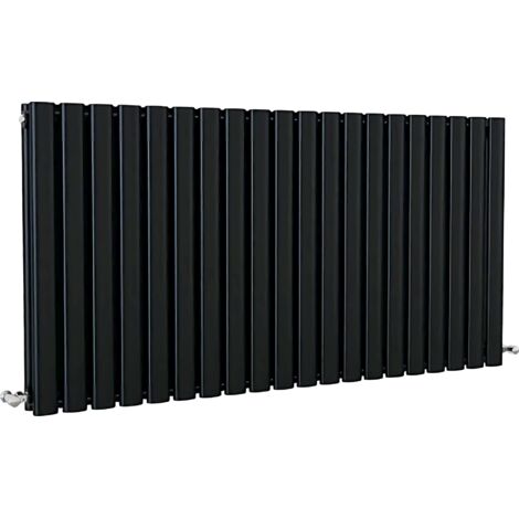 SKY Bathroom Oval Column Radiator Horizontal 600x1180mm Double Black