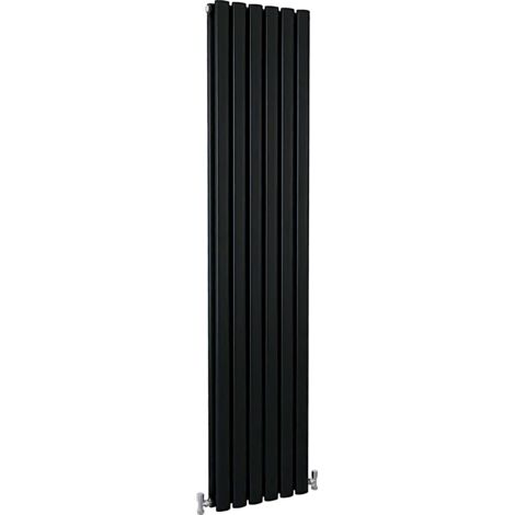 SKY Bathroom Oval Column Radiator Vertical 1600x354mm Double Black