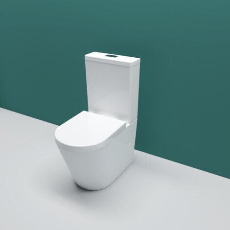 SKY Bathroom Rimless Close Coupled Toilet Soft Close Seat Dual Flush Cistern Bathroom