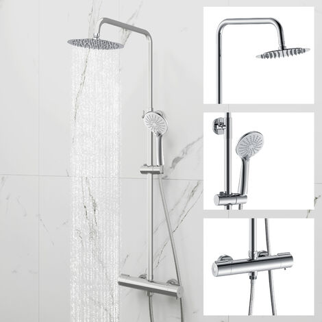 SKY BATHROOM Chrome Thermostatic Mixer Shower Cool Touch Twin Head Set Exposed
