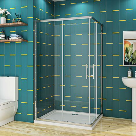 SKY Bathroom Sliding Corner Entry 760 x 760 mm Shower Enclosure 6mm Extra Toughened Safety Glass Sliding Cubicle Door