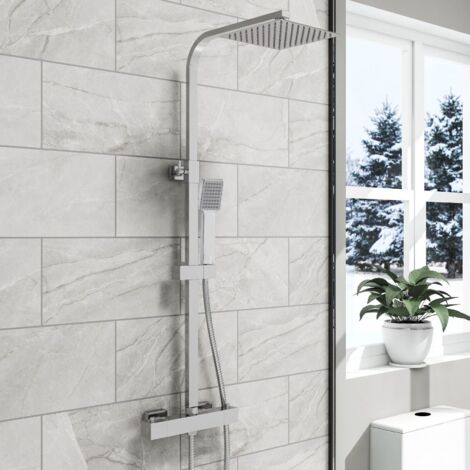 SKY Bathroom Square Thermostatic Mixer Shower Set With Shower Head and Handheld
