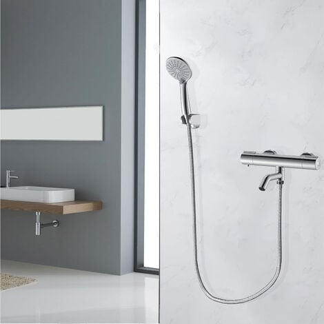 SKY Bathroom Thermostatic Bar Mixer Shower Chrome Round Valve Only - Bottom Outlet
