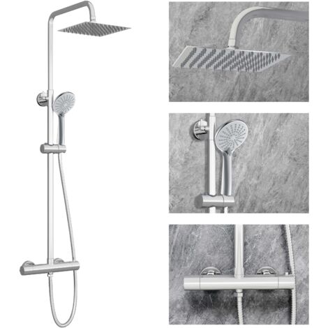SKY Bathroom Thermostatic Exposed Shower Mixer Twin head Large Bar Set Chrome