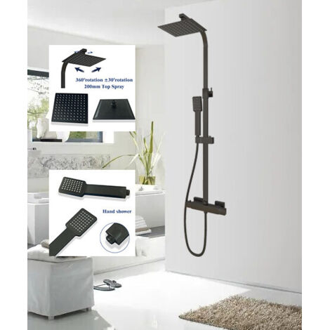 SKY Bathroom Thermostatic Mixer Shower Set Square Chrome Twin Head Exposed Valve