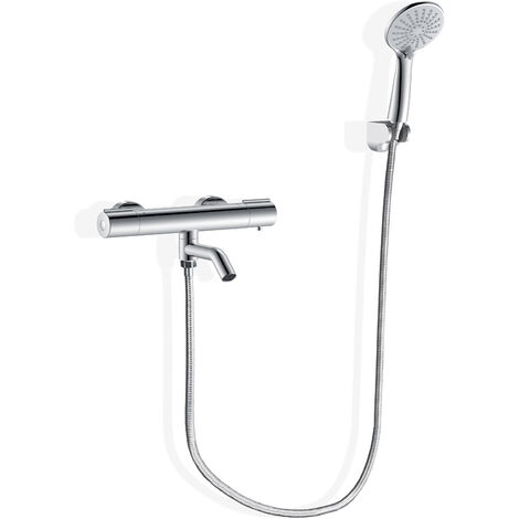 SKY Bathroom Wall Mounted Thermostatic Shower Mixer Tap Twin Head- Chrome