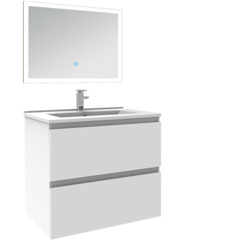 SKY Bathroom White furniture Sets 60cm with Ceramic Basins and Bathroom LED mirror,Anti-Fog,dimmable LED white light