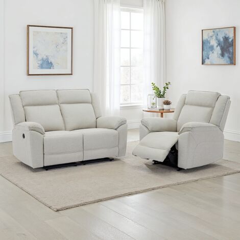 Skye 2+1 Linen Electric Recliner Sofa Set (Beige)